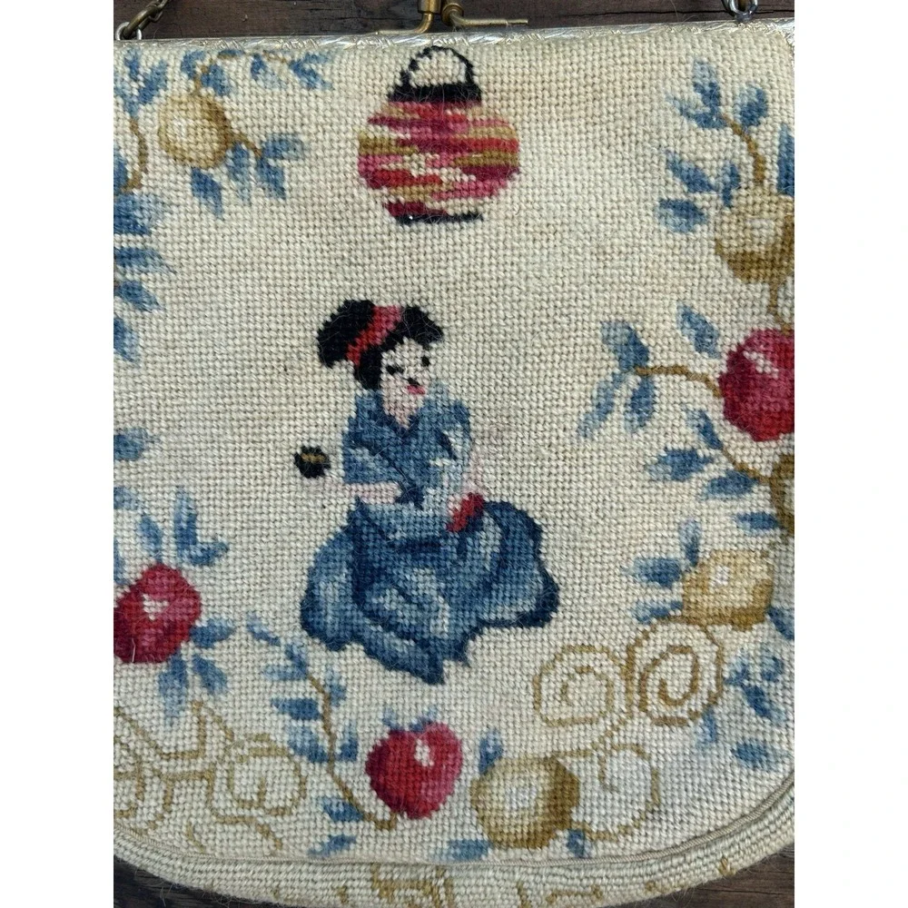 Vintage Anton Moritz NY Women's Purse Handbag Embroidered Needlepoint Tapestry